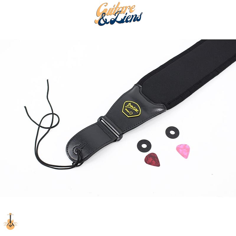 Sangle Pour Guitare/basse Réglable En Cuir PU - Longueur 165 Cm, Avec Porte-médiator (3 Médiators Inclus), Pour Guitare électrique, Acoustique, Basse
