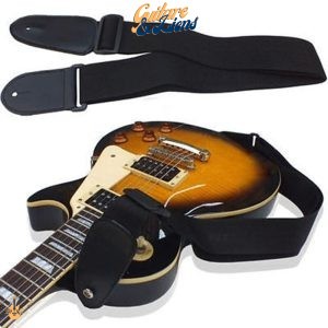 Sangle de Guitare en simili cuir et Nylon noir – Réglable de 75 à 120 cm