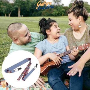 Magnifique sangle de ukulélé style éthnique en cuir réglable à double crochet !