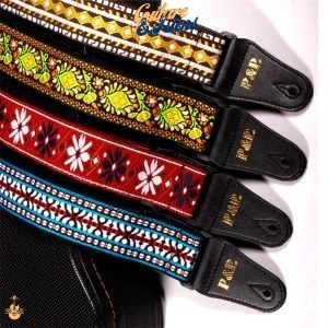 Sangle de guitare vintage en nylon à fleurs et à motifs